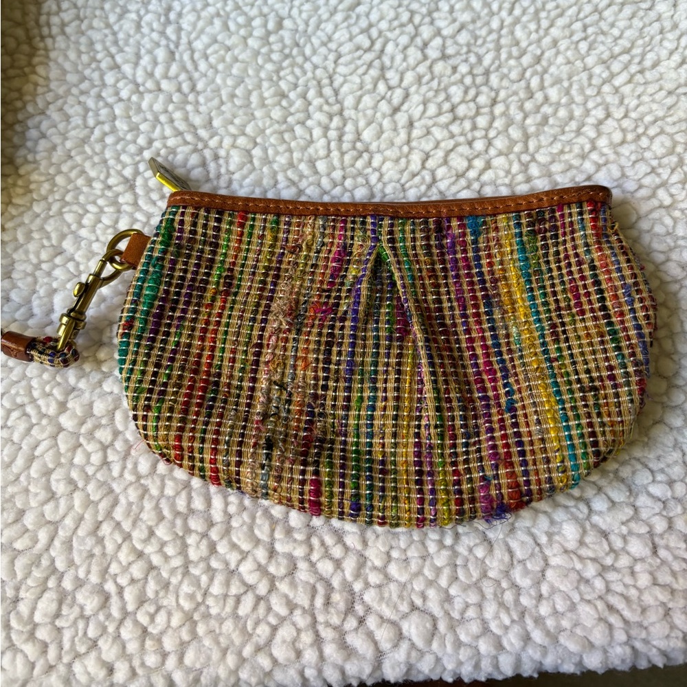 FLAWED Vintage MZ Wallace Multicolor Raw Silk and Leather  Bag - Picture 9 of 9